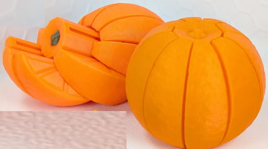 Laranja artística que abre em gomos